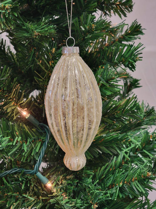 Gold Elongated Teardrop Glass Christmas Ornament F07M7-5-LH76-23191