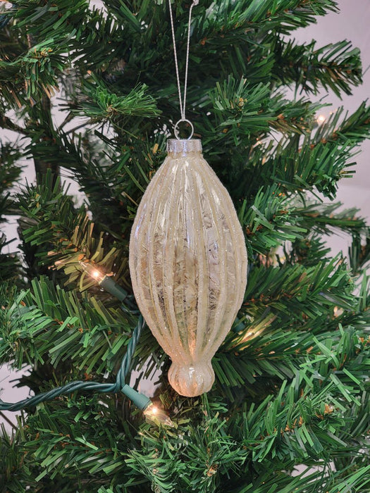 Gold Elongated Teardrop Glass Christmas Ornament F07M7-5-LH76-23191