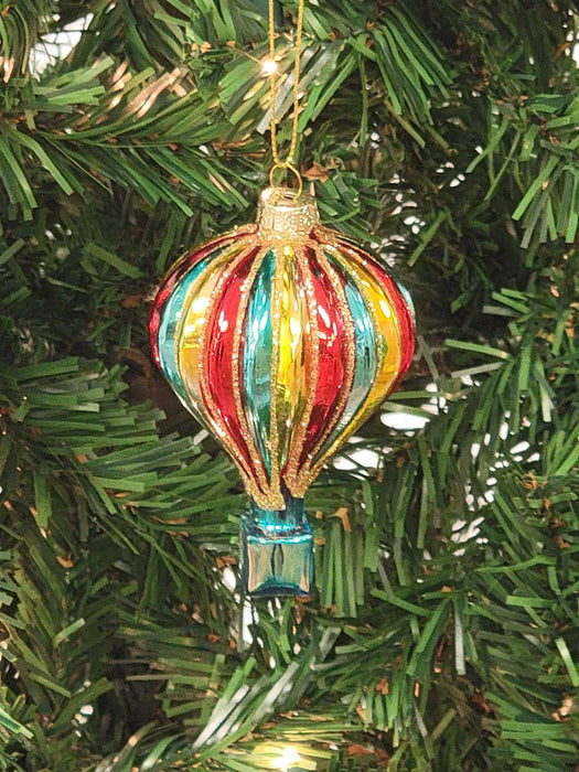 Multicolored Hot Air Balloon Glass Christmas Ornament F07M7-34-LH76-23074