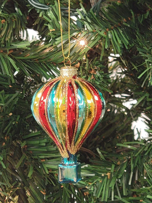 Multicolored Hot Air Balloon Glass Christmas Ornament F07M7-34-LH76-23074