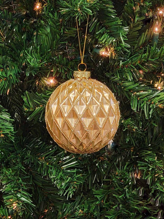 Golden Diamond Glass Ball Christmas Ornament F07M7-32(LH76-23005)