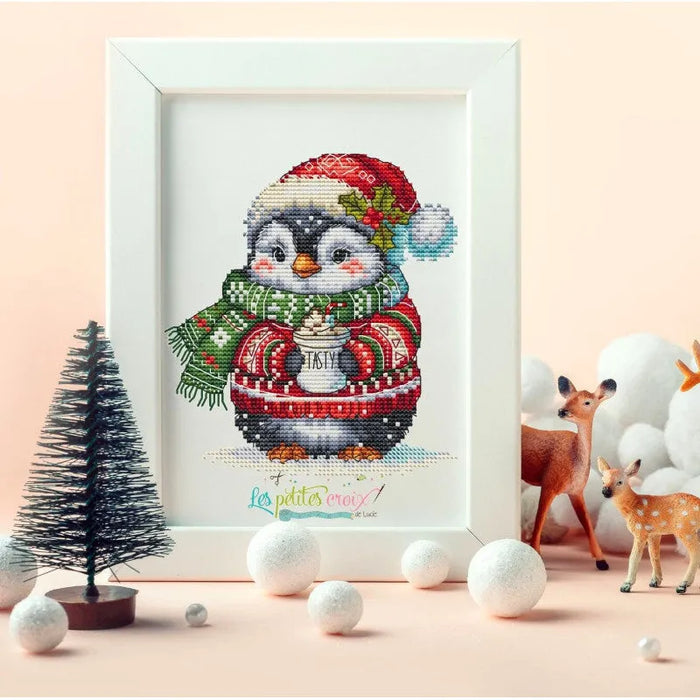 Penguin with his chocolate - PDF Cross Stitch Pattern