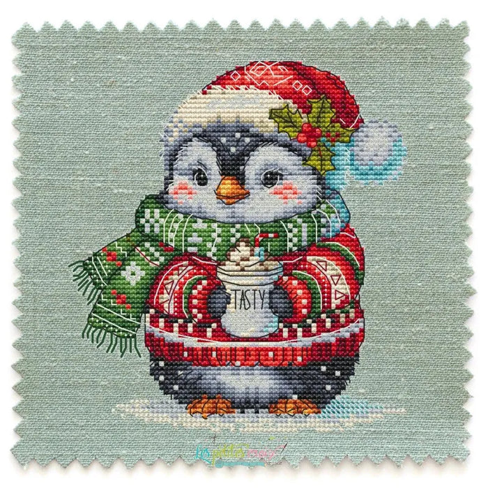 Penguin with his chocolate - PDF Cross Stitch Pattern