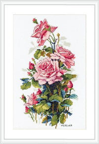 Pink Roses K-155 Counted Cross-Stitch Kit - Wizardi