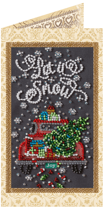 Postcard cross-stitch kit - Snow holiday AO-152 - Wizardi