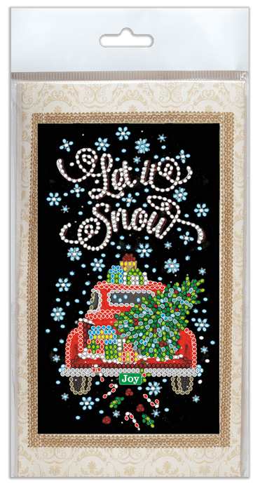 Postcard cross-stitch kit - Snow holiday AO-152 - Wizardi