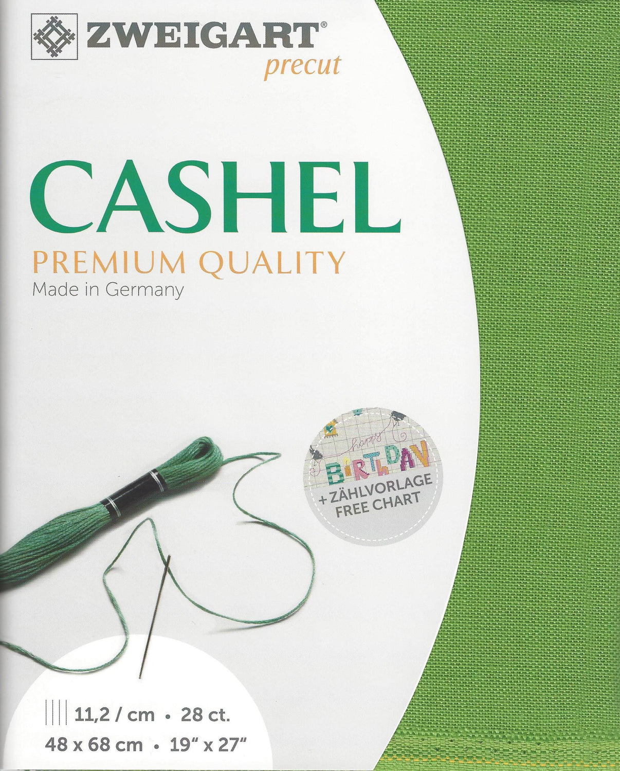 Precut Zweigart Cashel 28 count Grass Green 3281/6130 - Wizardi