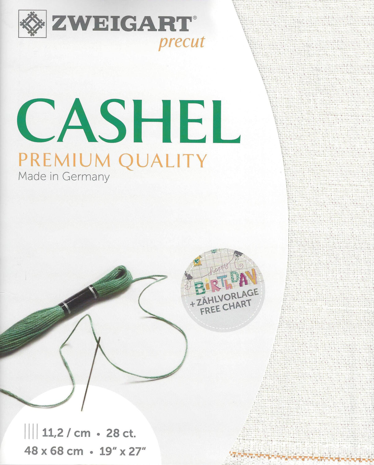 Precut Zweigart Cashel 28 count Opalescent White 3281/1111 - Wizardi