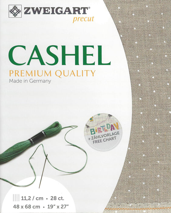 Precut Zweigart Cashel Mini Dots 28 count Linen with White Mini Dots 3281/1399 - Wizardi