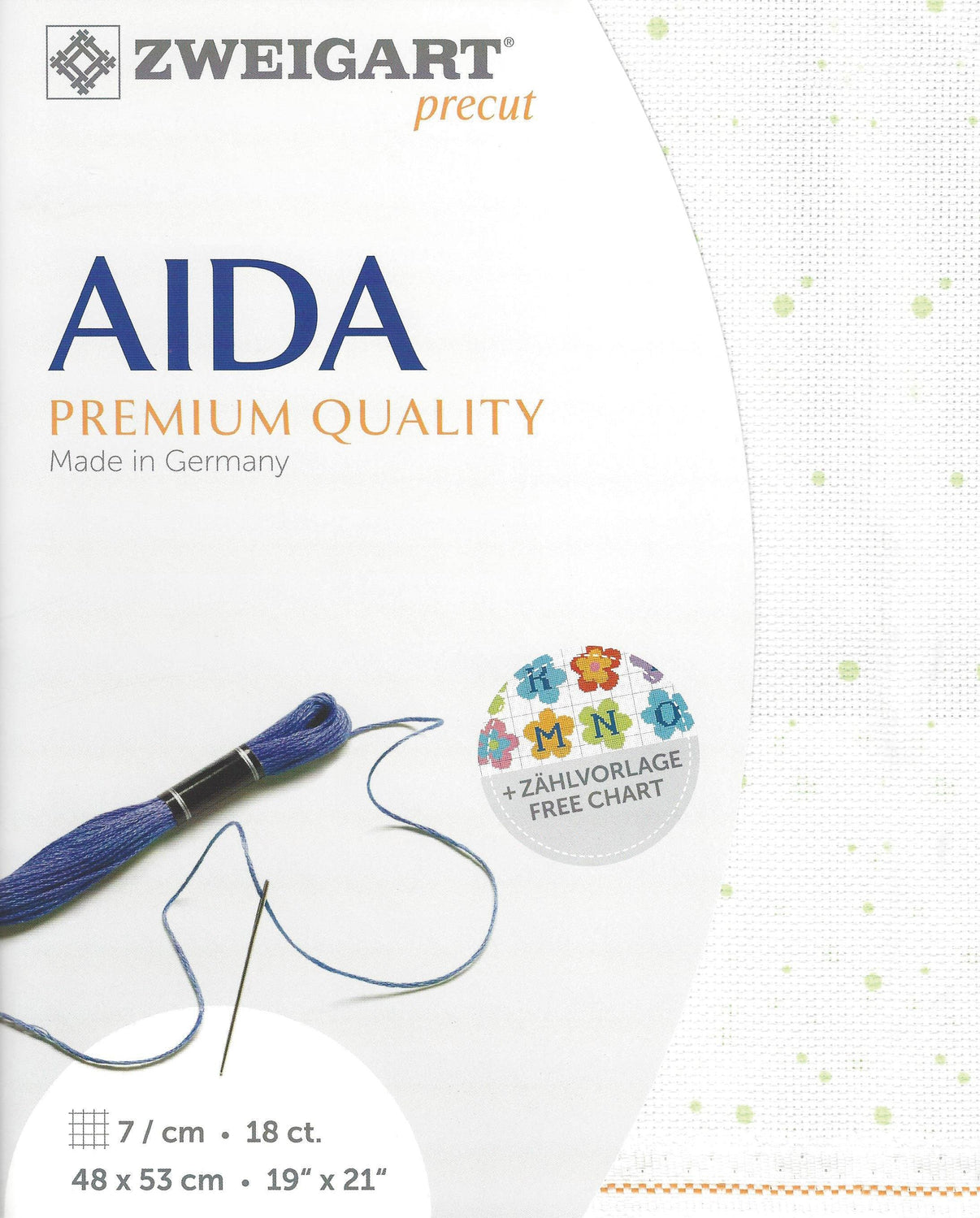 Precut Zweigart Fein-Aida Splash 18 count Light Green Splash 3793/1359 - Wizardi