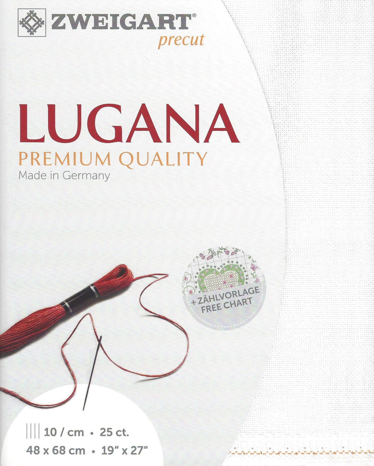 Precut Zweigart Lugana 25 count White 3835/100 - Wizardi