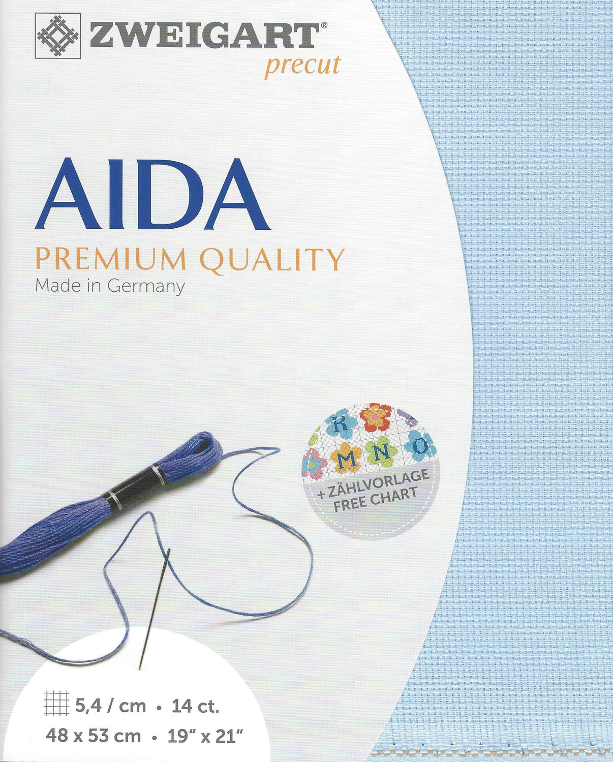 Precut Zweigart Stern-Aida 14 count Light Blue 3706/503 - Wizardi