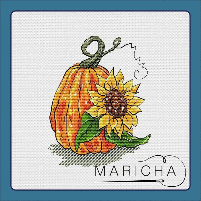 Pumpkin with sunflower - PDF Cross Stitch Pattern - Wizardi