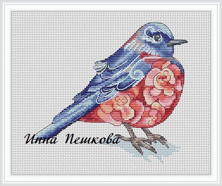 Purple Bird - PDF Cross Stitch Pattern - Wizardi