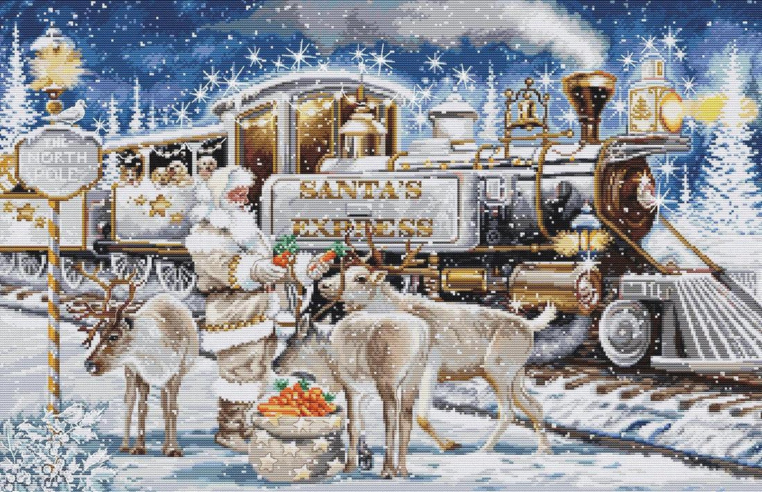 Santa's Express White BU5038L Counted Cross-Stitch Kit - Wizardi