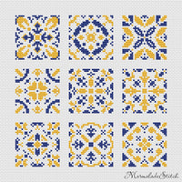 Blue Tile - PDF Cross Stitch Pattern