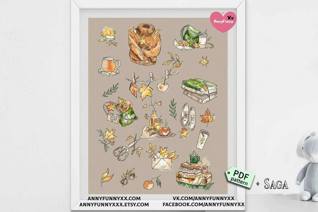 Autumn Sampler. Leaves - PDF Cross Stitch Pattern