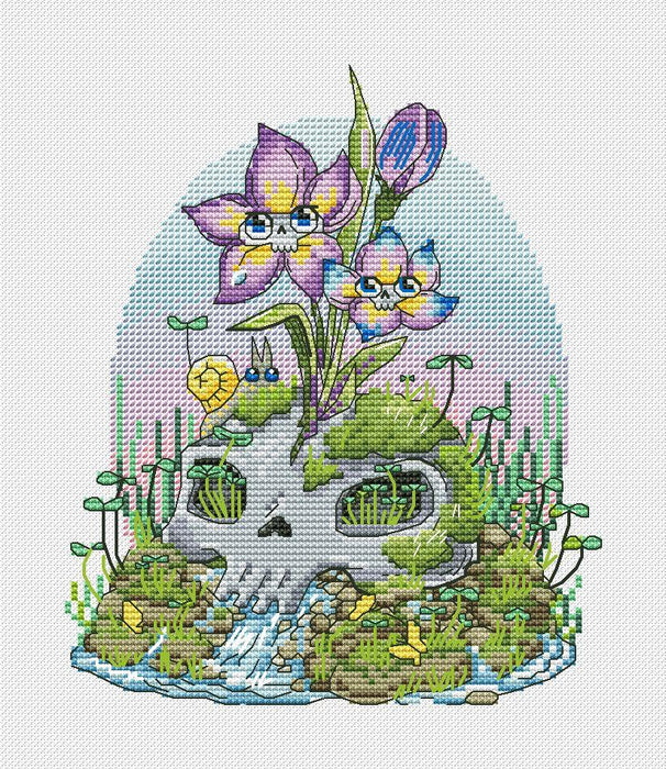 Skull. Spring - PDF Cross Stitch Pattern - Wizardi