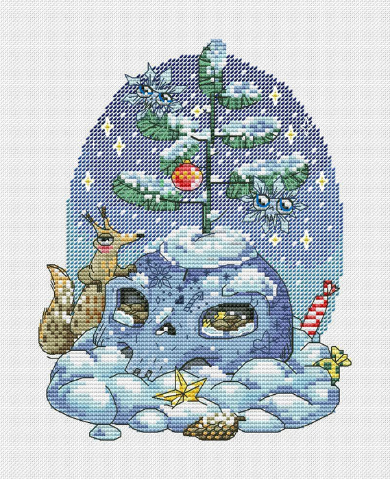 Skull. Winter - PDF Cross Stitch Pattern - Wizardi