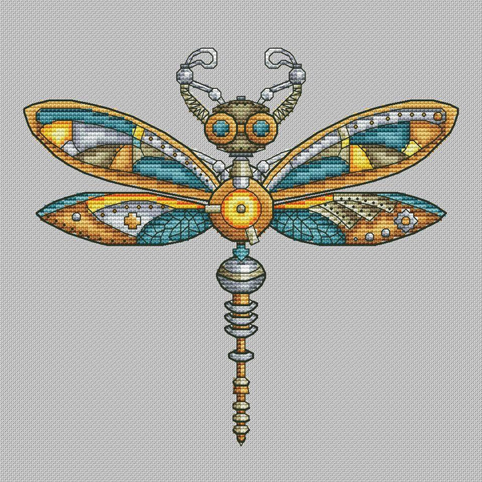 Steampunk Dragonfly - PDF Cross Stitch Pattern - Wizardi