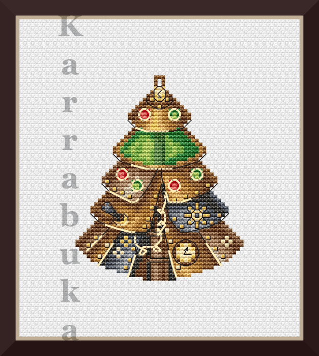 Steampunk Xmas Tree - PDF Cross Stitch Pattern - Wizardi