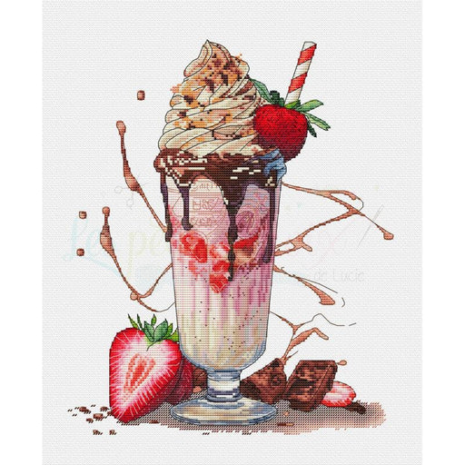 Strawberry Milshake - PDF Cross Stitch Pattern - Wizardi