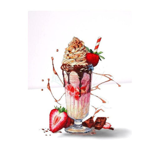 Strawberry Milshake - PDF Cross Stitch Pattern - Wizardi