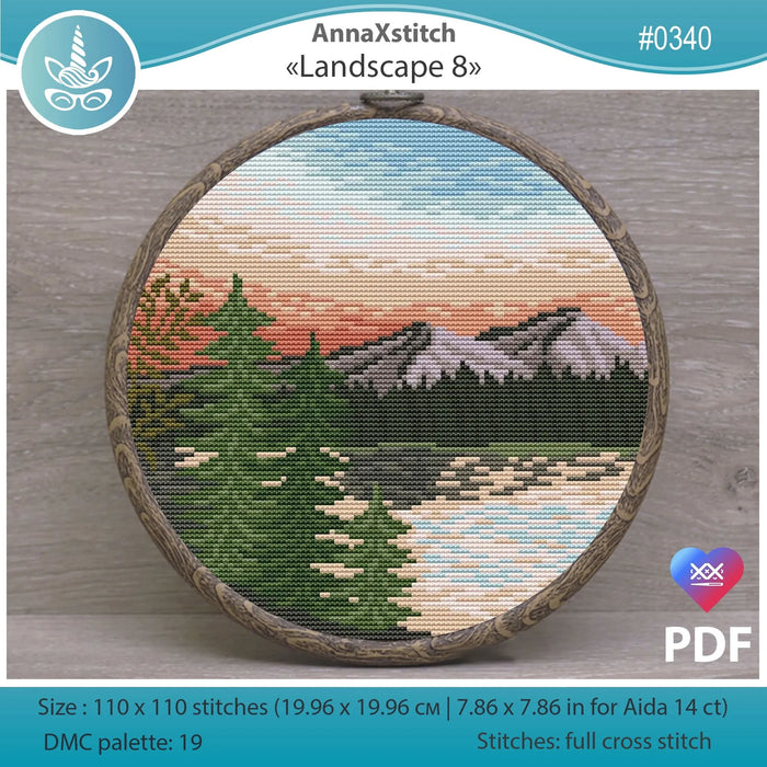 Round Landscapes. Landscape 8 - PDF Cross Stitch Pattern