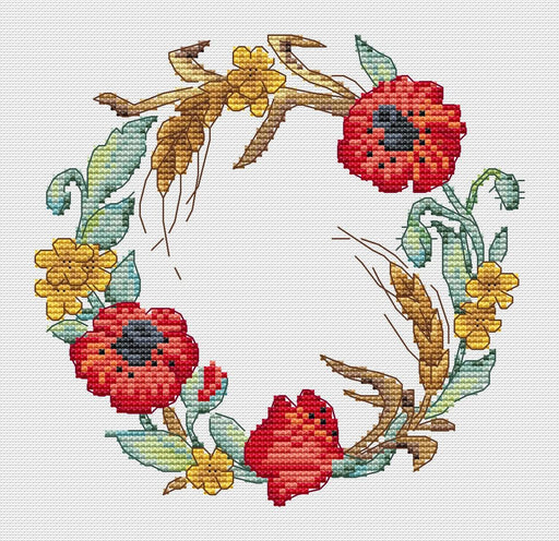 Summer wreath - PDF Cross Stitch Pattern - Wizardi