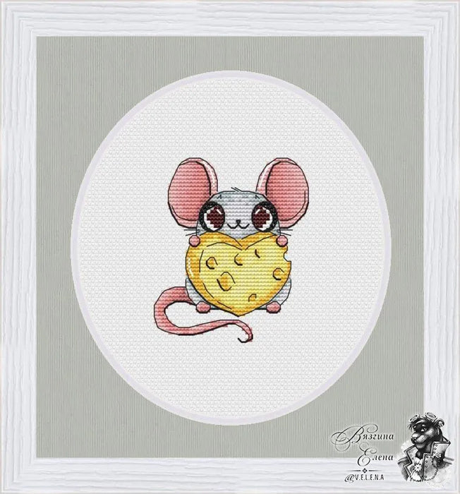 Mouse with cheese - PDF Cross Stitch Pattern