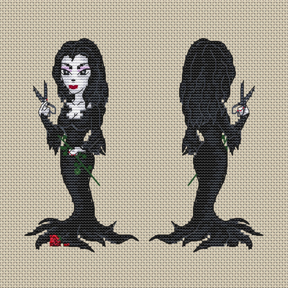 The Addams Family: Morticia - PDF Cross Stitch Pattern - Wizardi