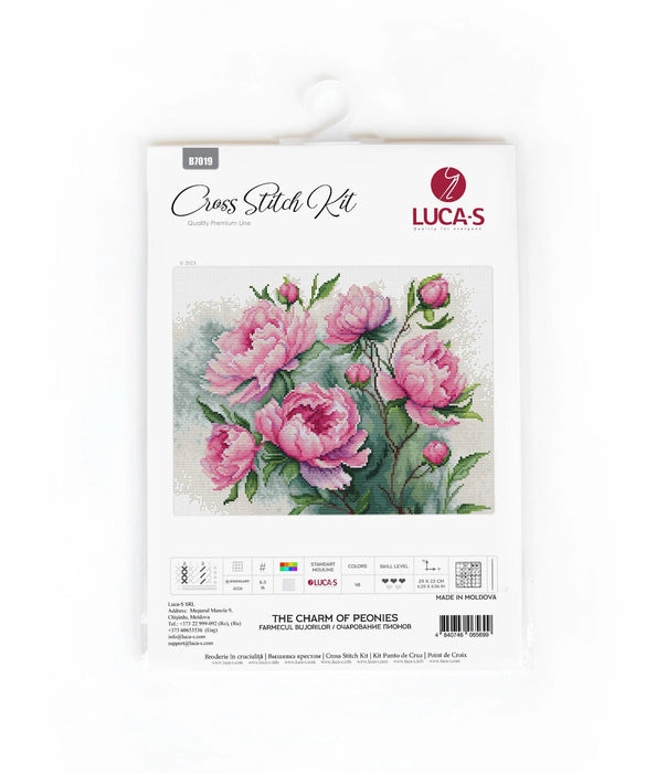 The Charm of Peonies b7019l Counted Cross-Stitch Kit - Wizardi