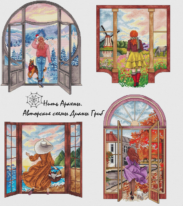 The door to Spring - PDF Cross Stitch Pattern - Wizardi