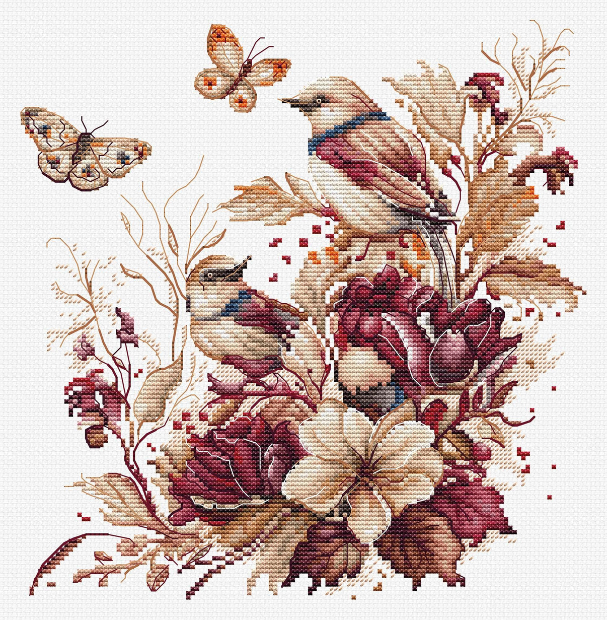 Thre Birds-Autumn B2419L Counted Cross-Stitch Kit - Wizardi