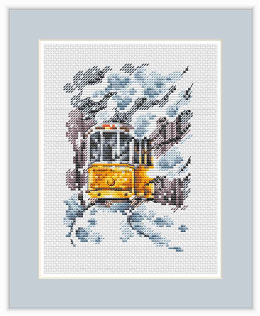 Tram - Winter - PDF Cross Stitch Pattern - Wizardi