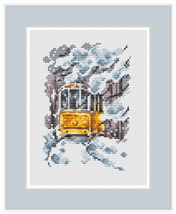 Tram - Winter - PDF Cross Stitch Pattern - Wizardi