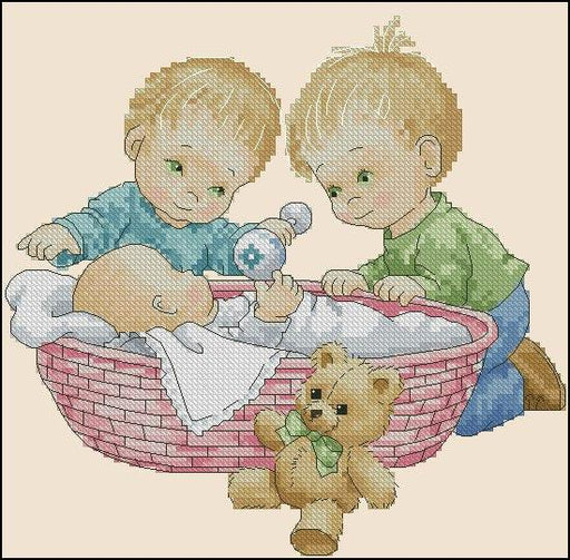 Triplets 5 - PDF Free Cross Stitch Pattern - Wizardi