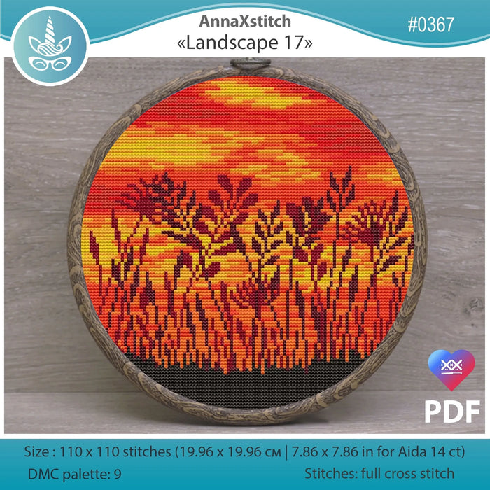 Round Landscapes. Landscape 17 - PDF Cross Stitch Pattern