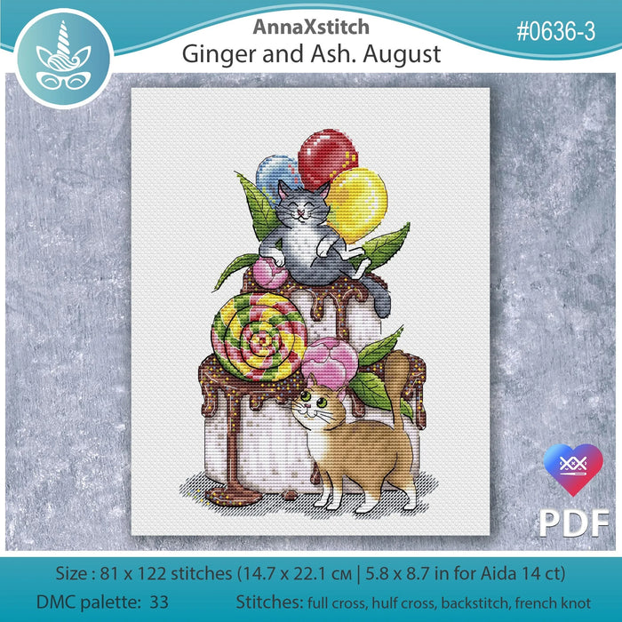 Ginger & Ash. August - PDF Cross Stitch Pattern