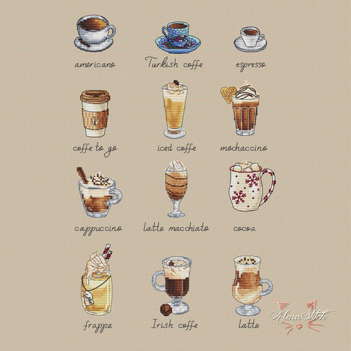 Coffee-set - PDF Cross Stitch Pattern - Wizardi