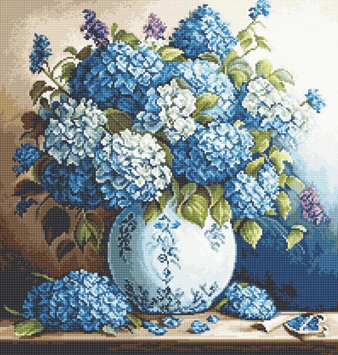 Vase with Hydrangeas B700L Counted Cross-Stitch Kit - Wizardi