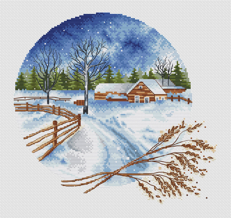 Winter Landscape with spike - PDF Cross Stitch Pattern