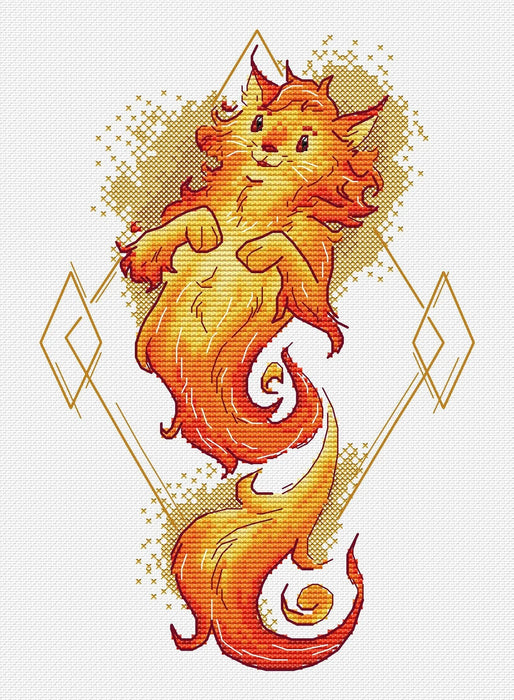 This cat is an elemental of fire - PDF Cross Stitch Pattern