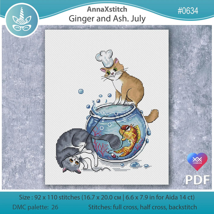 Ginger & Ash. July - PDF Cross Stitch Pattern