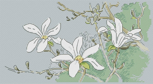 Watercolor Magnolia - PDF Cross Stitch Pattern - Wizardi