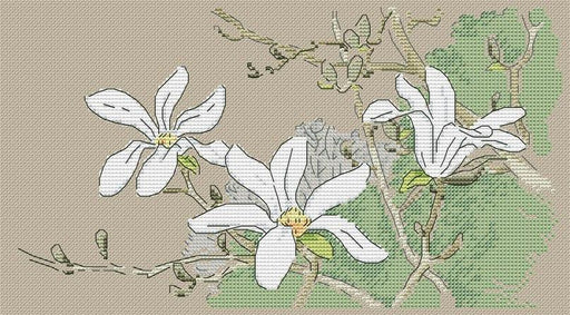 Watercolor Magnolia - PDF Cross Stitch Pattern - Wizardi