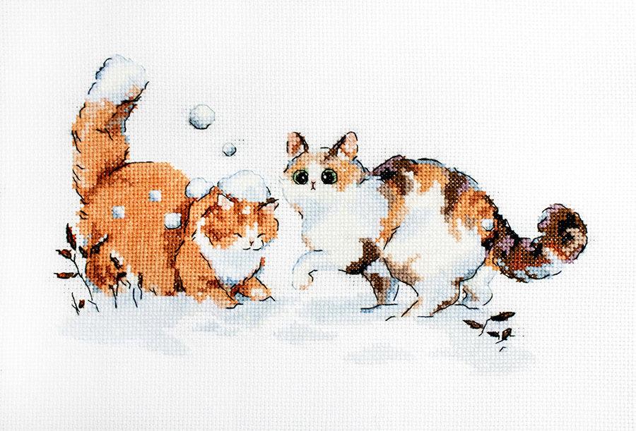 Winter Kitties L8813 Counted Cross Stitch Kit - Wizardi