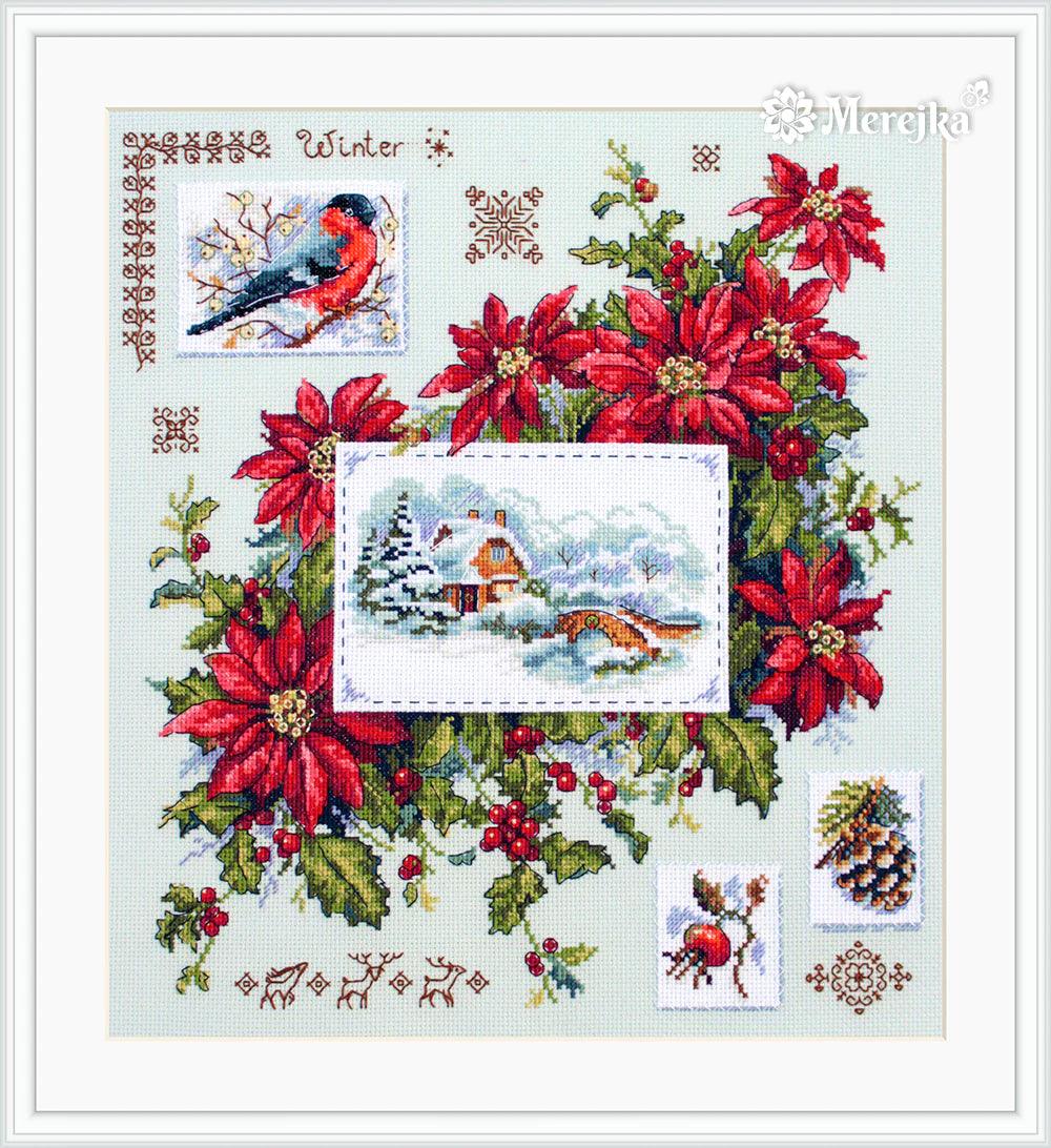 Winter Sampler K-119 Counted Cross-Stitch Kit - Wizardi