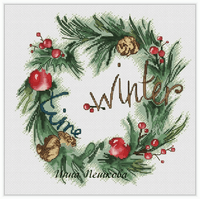 Winter Wreath - PDF Cross Stitch Pattern - Wizardi
