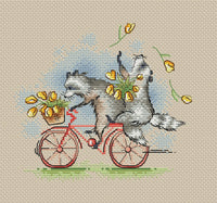 Raccoons on a bicycle - PDF Cross Stitch Pattern